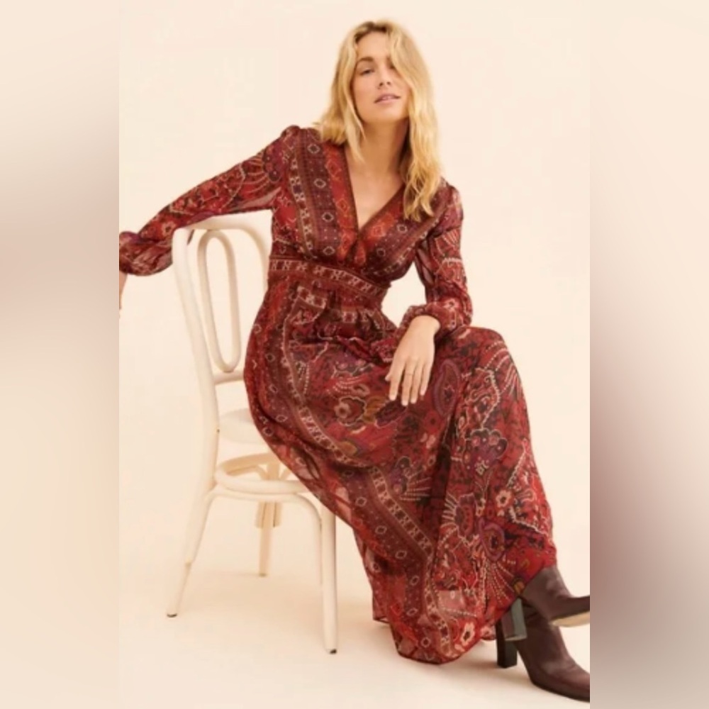Anthropologie Red Maxi Dress
